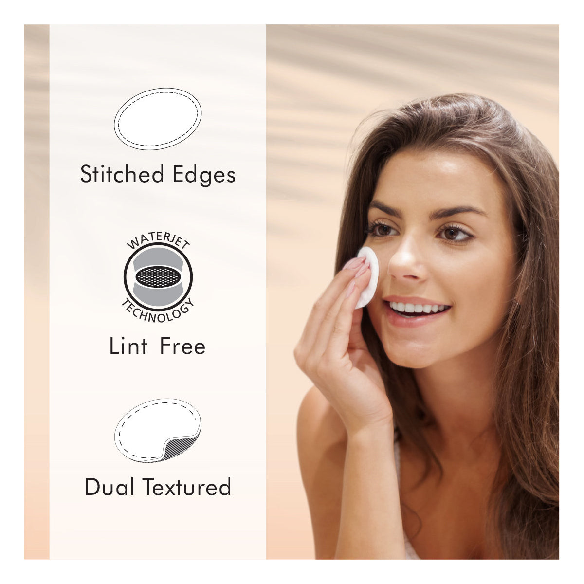 Tulips Round Facial Cotton Pads In A Ziplock Bag 50pcs