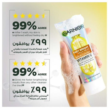 Garnier Skinactive Fast Bright Vitamin C Serum Cleanser Face Wash 100ml
