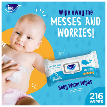 حزمة مناديل مائية للأطفال من 3 × 72 مناديل (216 مناديل) عرض