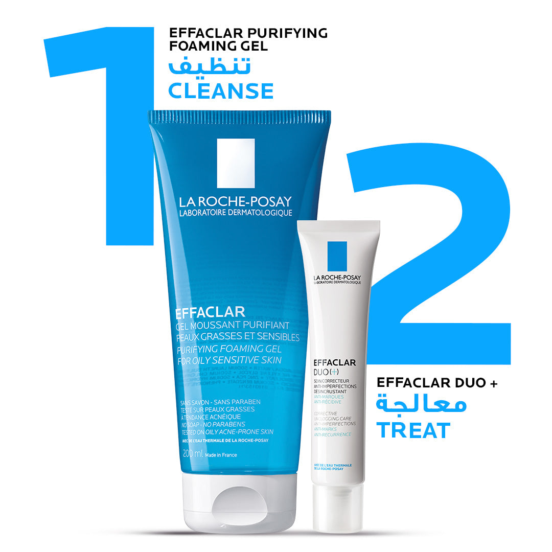 La Roche-Posay Effaclar Acne Foaming Cleansing Gel for Oily and Acne Prone Skin 200ml + Free Effaclar Duo 15ml