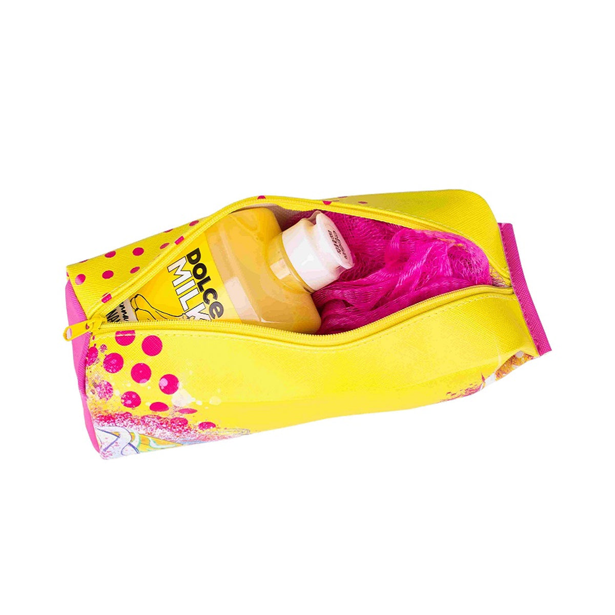 Dolce Milk Body Care Gift Set - 324 Hanna Banana Shower Gel 300ml + Sponge + Cosmetic Bag