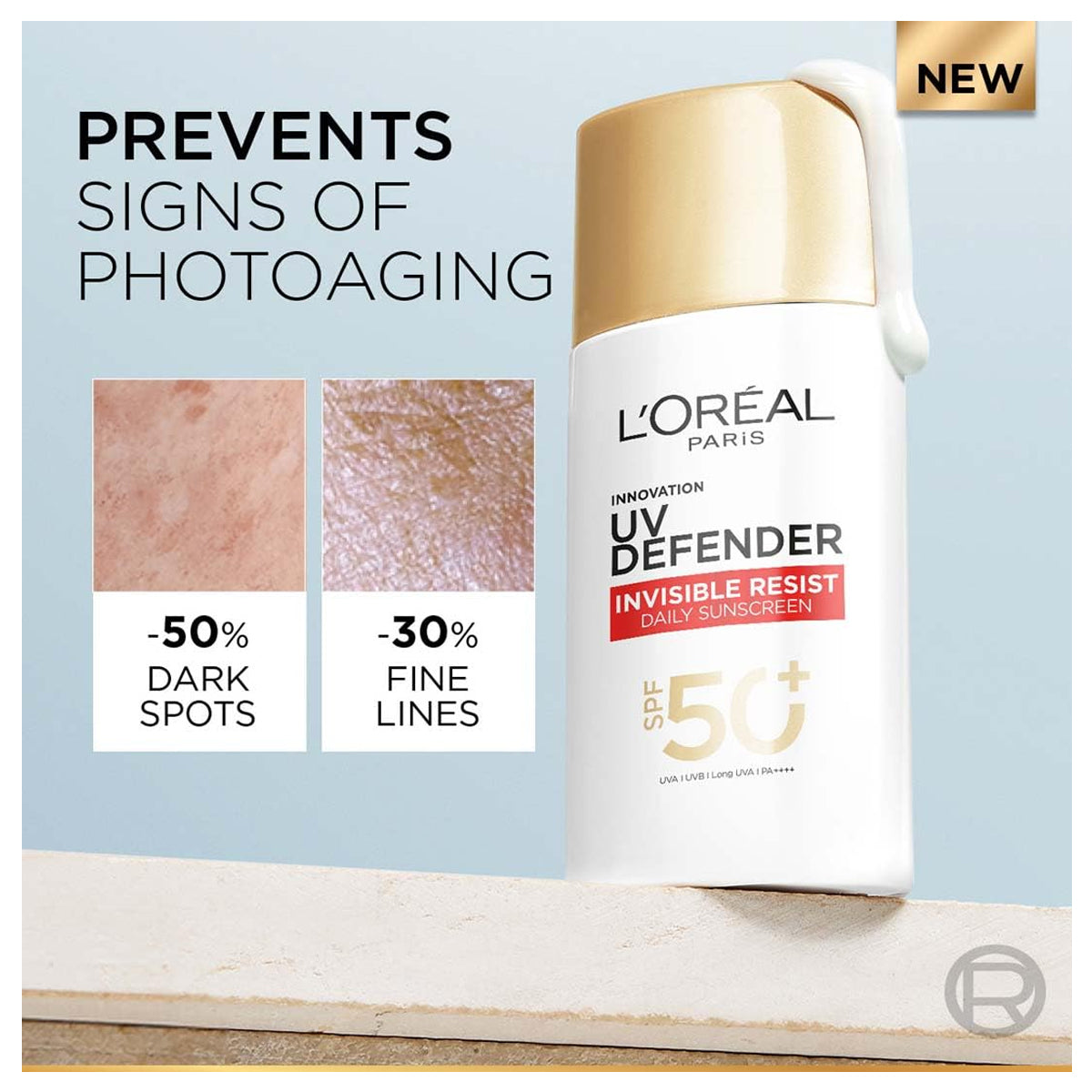 L'Oreal Paris UV Defender مقاومة غير مرئية يوميًا 50SPF واقية من الشمس 50 مل.