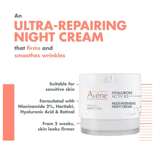 Avene Hyaluron Activ B3 Multi-Intensive Night Cream 40ml + Free Spatula