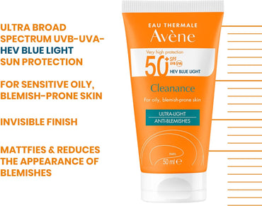 Avene Cleanance Ultra-Light For Oily, Blemish-Prone Skin 50+SPF 50ml 25% Off