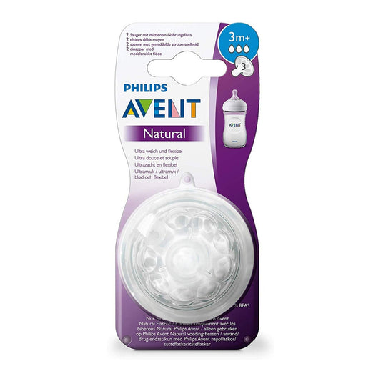 Avent Natural 2 Medium Flow Teats, 3 Holes