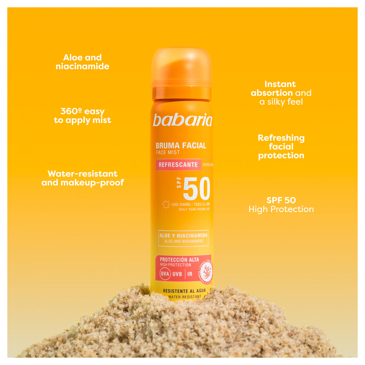 Babaria Sunscreen Facial Mist Spf50 Spray 75ml