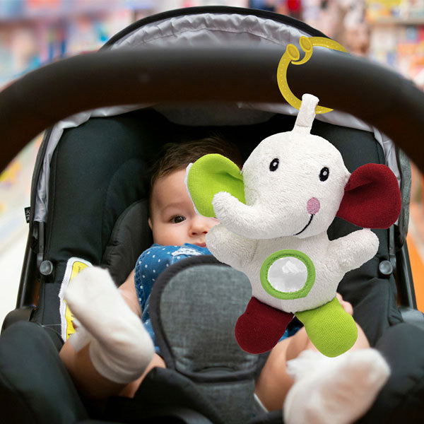 لعبة بيبي جيم المهتزة على شكل فيل للأطفال بأذن حمراء وخضراء