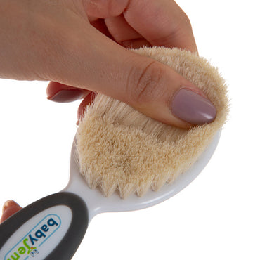 مجموعة مشط فرشاة بيبي جيم بشعيرات طبيعية باللون الرمادي