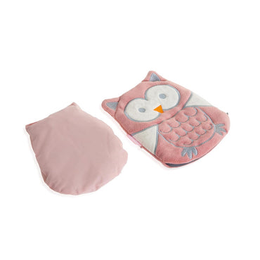 وسادة مغص مخملية محشوة ببذور الكرز من بيبي جيم، على شكل بومة وردية