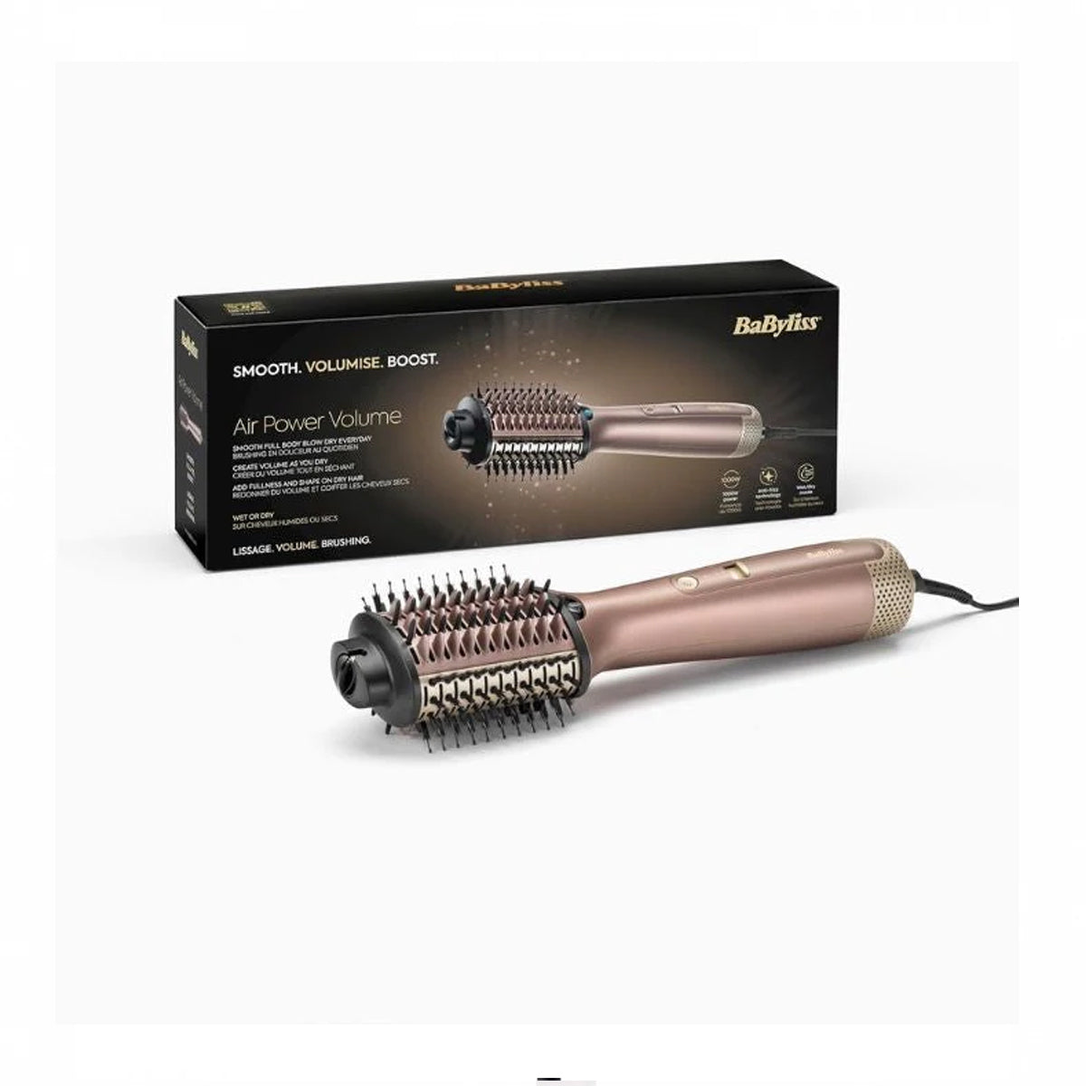 Babyliss 3in1 Hot Air Styling Brush For Wet To Dry Hair With Powerful Ionic