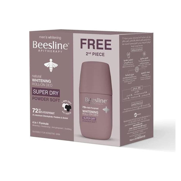 Beesline Whitening Roll On Deo Super Dry Powder Soft 2x50ml (1+1 Free)