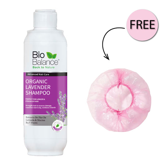 Bio Balance Organic Lavender Grow Healthy Shampoo 330ml + Free Shower Cap