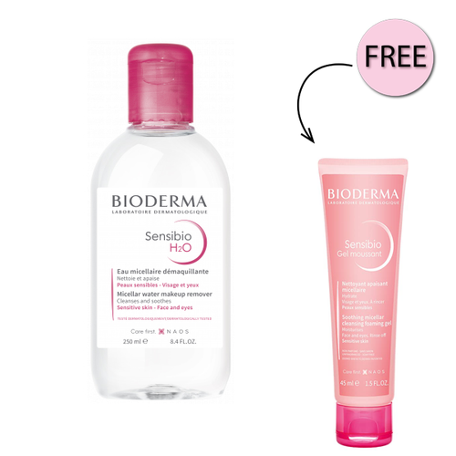 Bioderma Sensibio H2o Makeup Removing 250ml + Free Sensibio Gel 45ml