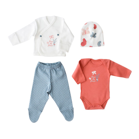 Biorganic Wi̇ld Flowers Newborn Set Blue (Size 44) 0-3M