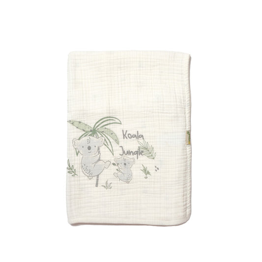 Biorganic Koala Jungle Blanket Muslin Grey (Size 88*110)