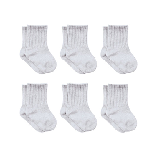Bistyle 6-pairs Combed Flat Quarter Socks Grey