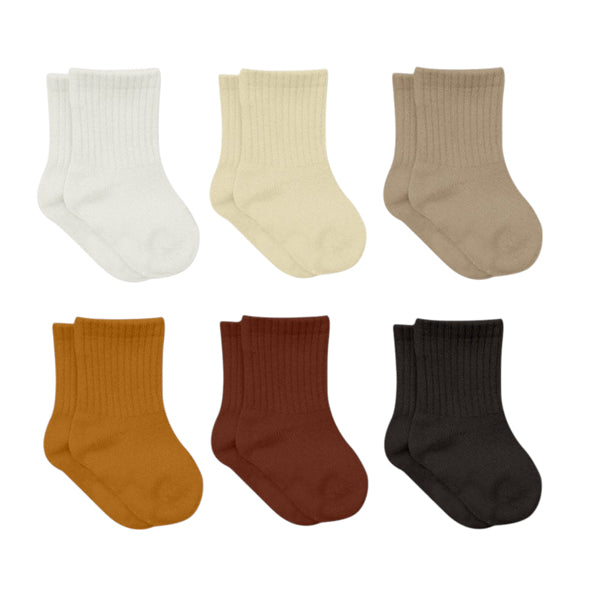 Bistyle Colors 6-pairs Combed Flat Quarter Socks Colored
