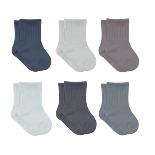 Bistyle Colors 6-pairs Combed Flat Quarter Socks Colored