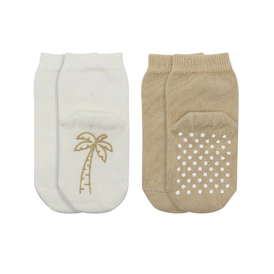 Bistyle Organic 2-pairs Combed Non-slip Socks Cream