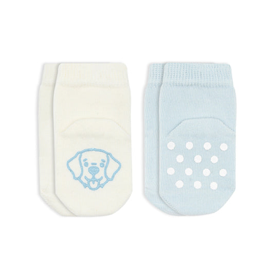 Bistyle Organic 2-pairs Combed Non-slip Socks Blue