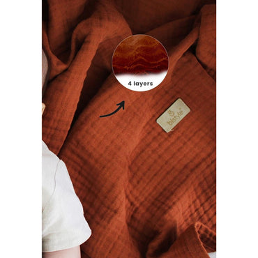 Bistyle Organic Muslin 4 Layers Blanket (120x120 Cm) Orange