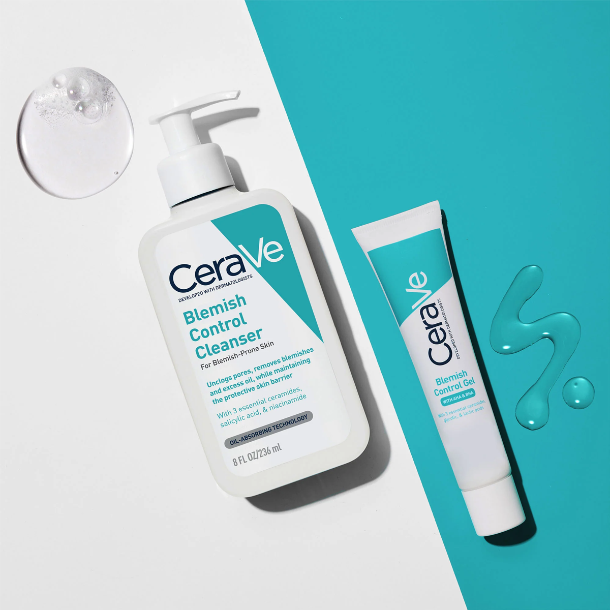 Cerave Blemish Control Face Cleanser مع 2 ٪ حمض الساليسيليك ونياسيناميد للجلد المعرضة للشفاء 236 مل