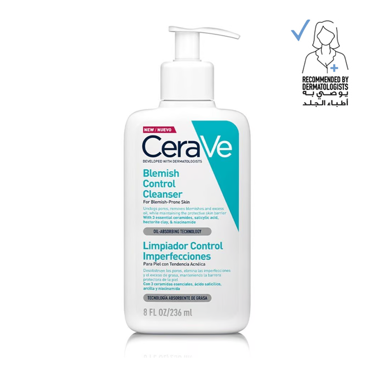 CeraVe Blemish Control Face Cleanser with 2% Salicylic Acid & Niacinamide for Blemish-Prone Skin 236ml