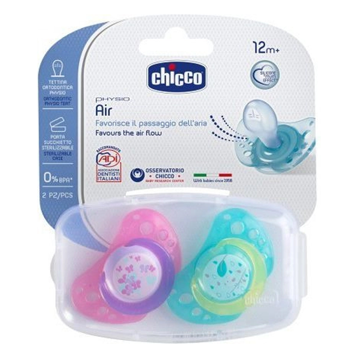 Chicco Silicone Physio Air Soothers 2 pcs, +12 Months