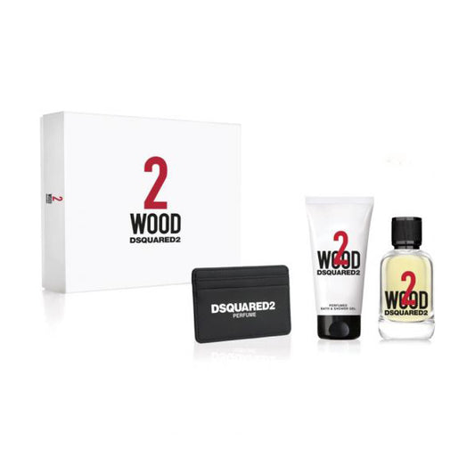 DSQUARED2 WOOD EDT 100ML SHOWER GEL 100ML CARD HOLDER GIFT SET