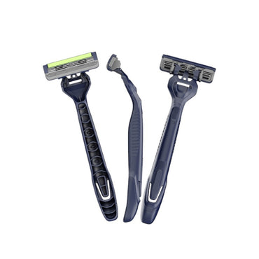 Dorco Pace 3 Disposable Razors for Men, 3 Blades Pivoting Head, 3+1 Plastic Handles In A Pouch
