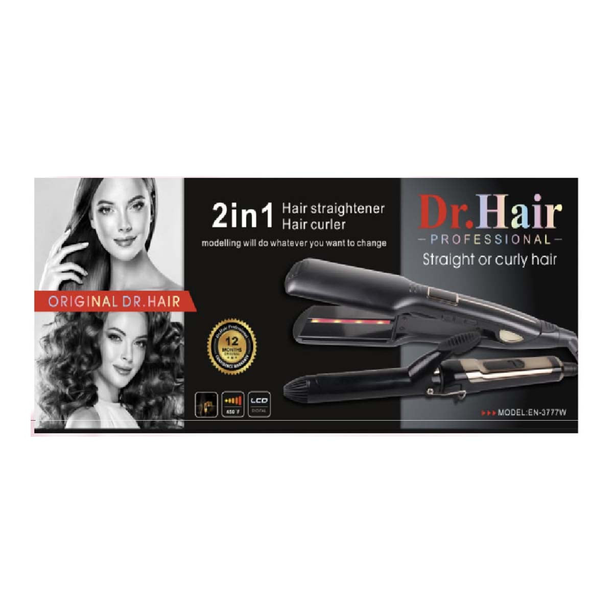 Dr.Hair - 2 in 1 Hair Straightener Or Curler 9911
