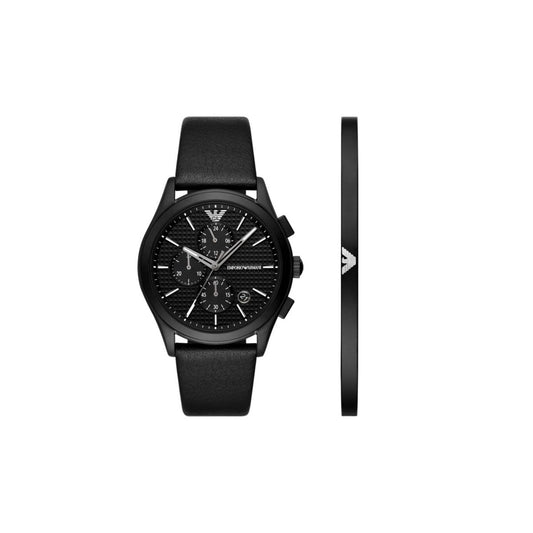 Emporio Armani AR80070 Men's Watch 42 Mm Black Gift Set