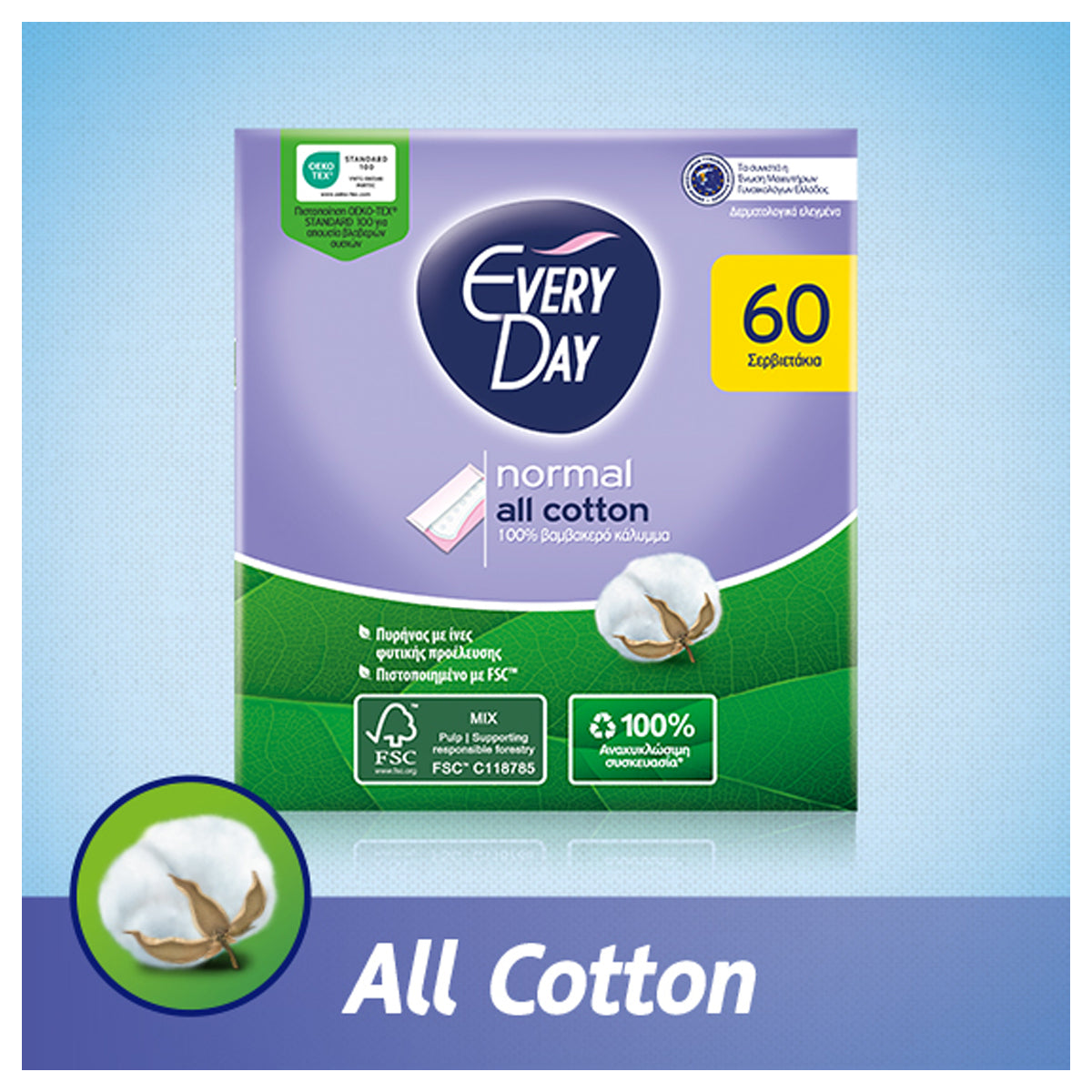 EveryDay All Cotton Normal Pantyliners 60pcs
