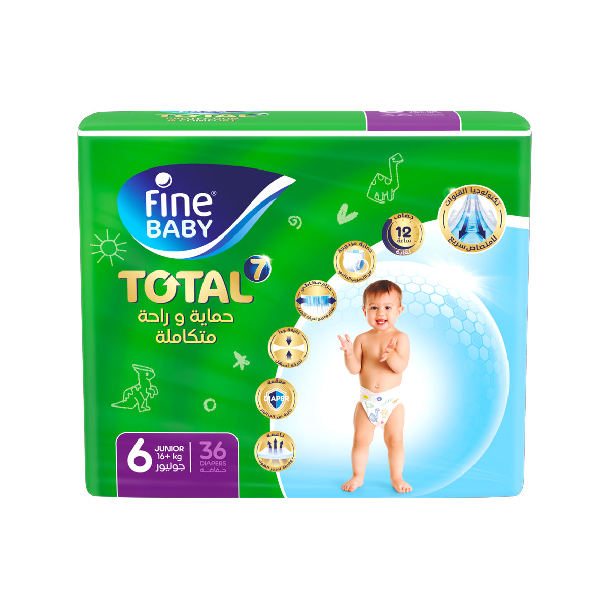 Fine Baby Total Protection and Comfort ( Size 6, 16+ Kg, 36 Diapers)