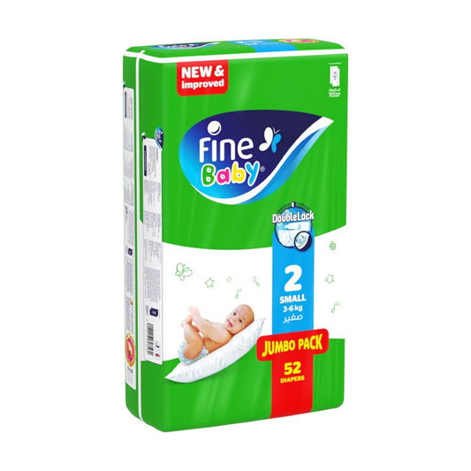 Fine Baby (Size 2 Small, 3-6 Kg, 52 Diapers Jumbo)