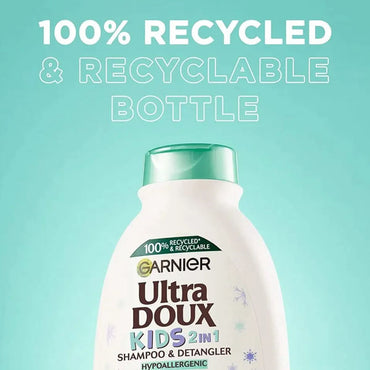 شامبو غارنييه ألترا دو للأطفال 2 في 1 ومزيل تشابك الشعر بكريمة الأرز وحليب الشوفان 400 مل