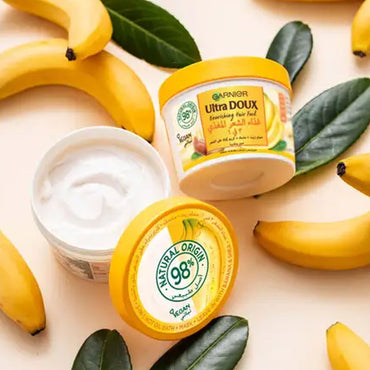 غارنييه ألترا دو غذاء الشعر المغذي 3 في 1 بالموز والشيا 390 مل