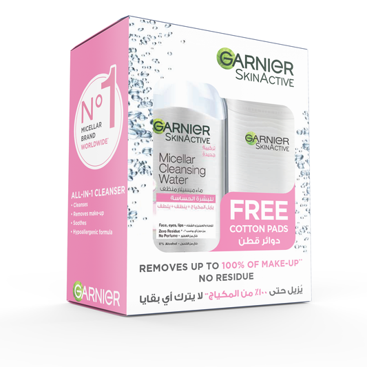 Garnier Skinactive Micellar Water All-in-one 400ml + Free Cotton Pads
