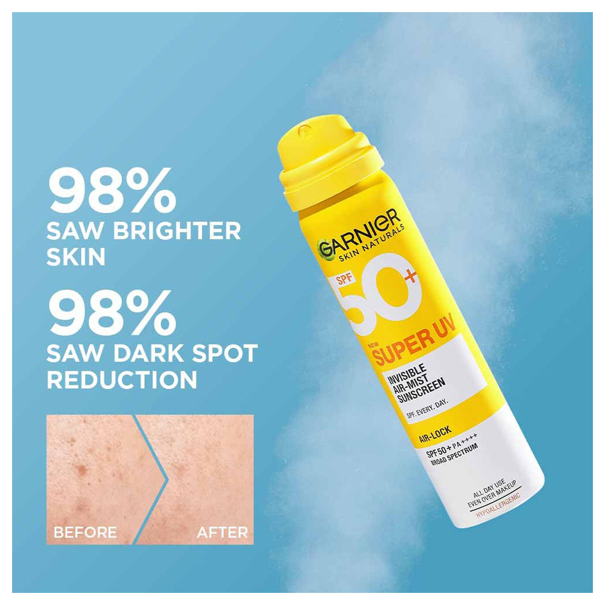 Garnier Skinactive Super UV Invisible Serum Sunscreen Vitamin C SPF50+PA ++++ 30ML