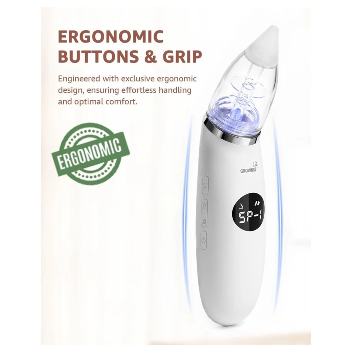 Grownsy Electric Baby Nasal Aspirator With 3 Suction Modes