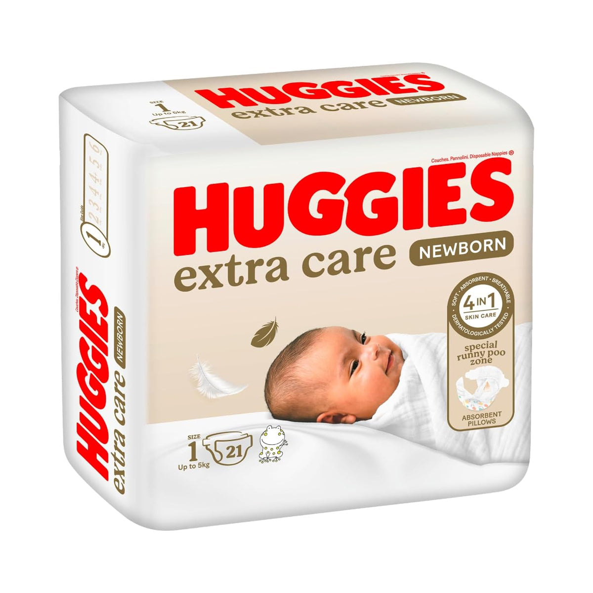 Huggies Extra Care Newborn ( Size 1 , Up to 5 kg ) 21 Diapers