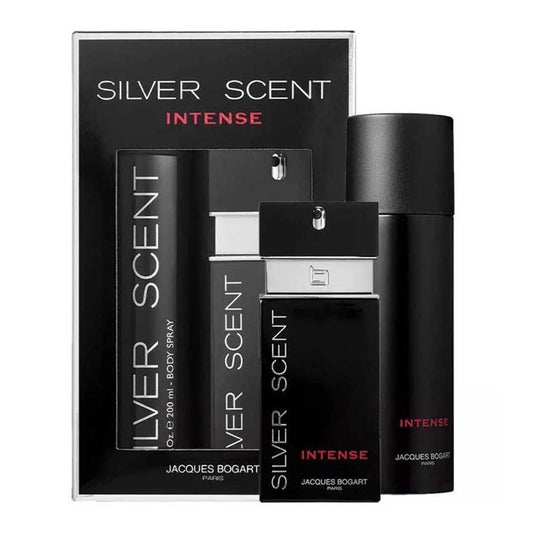 Jacques Bogart Silver Scent Intense Edt 100ml + Body Spray 200ml Gift Set For Men