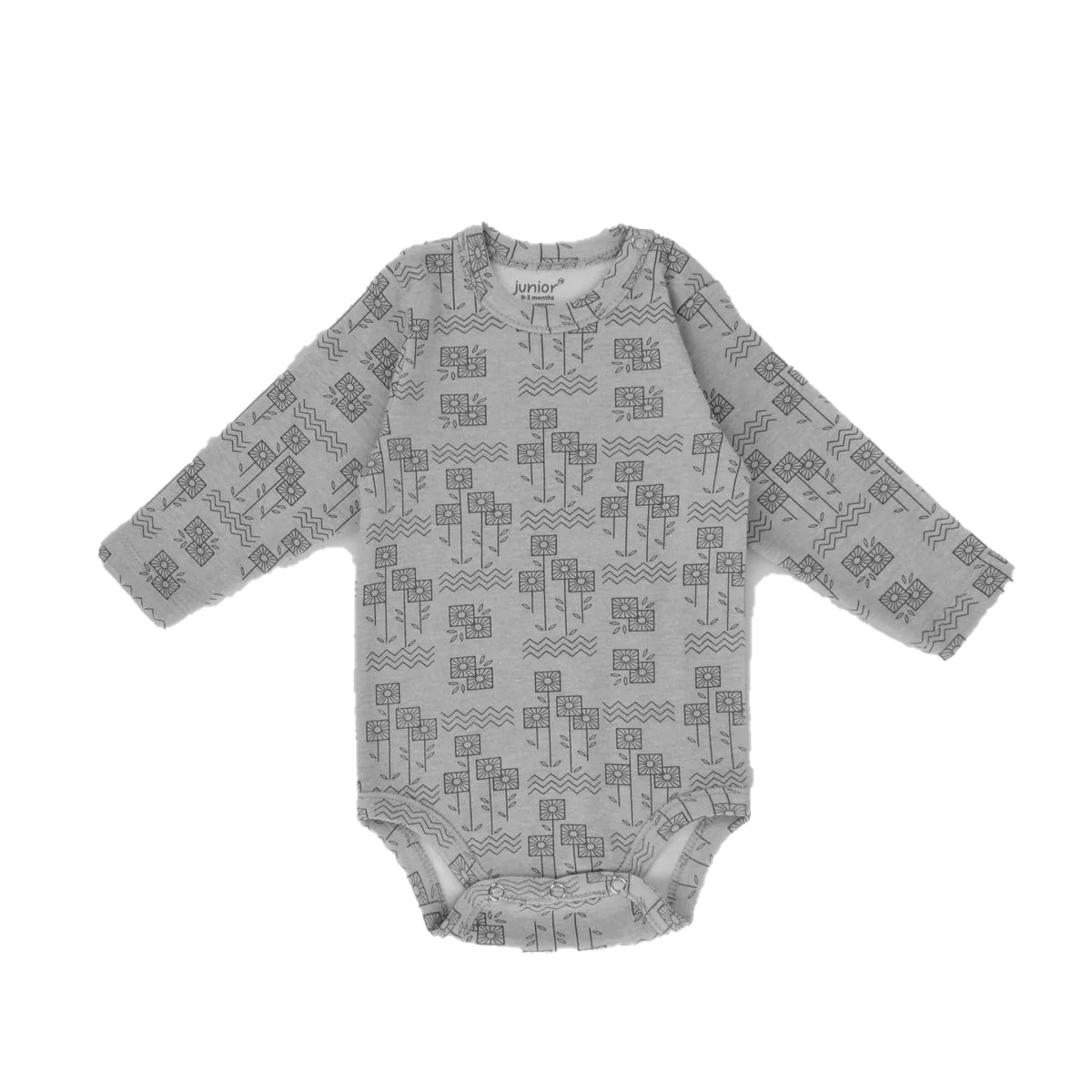 Junior Bodysuit Long Sleeve Square flower
