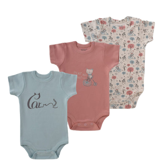 Junior Bodysuit Short Sleeve Happy Kitty