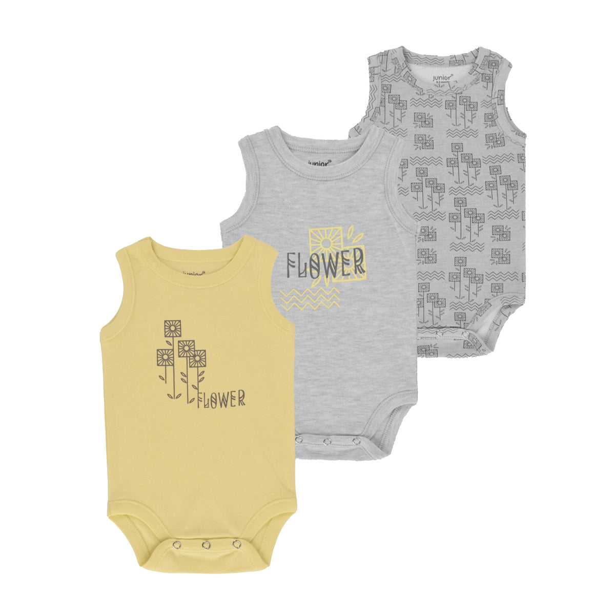 Junior Bodysuit Sleeveless Square Flower
