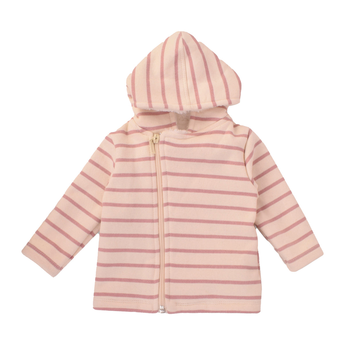 Junior Pink Stripe Printed Pajamas & Hoodi Jacket