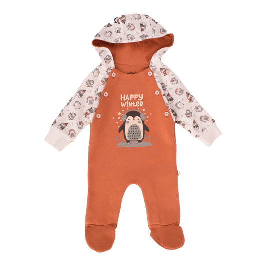 Junior Snow Printed Hoodi Bodysuit