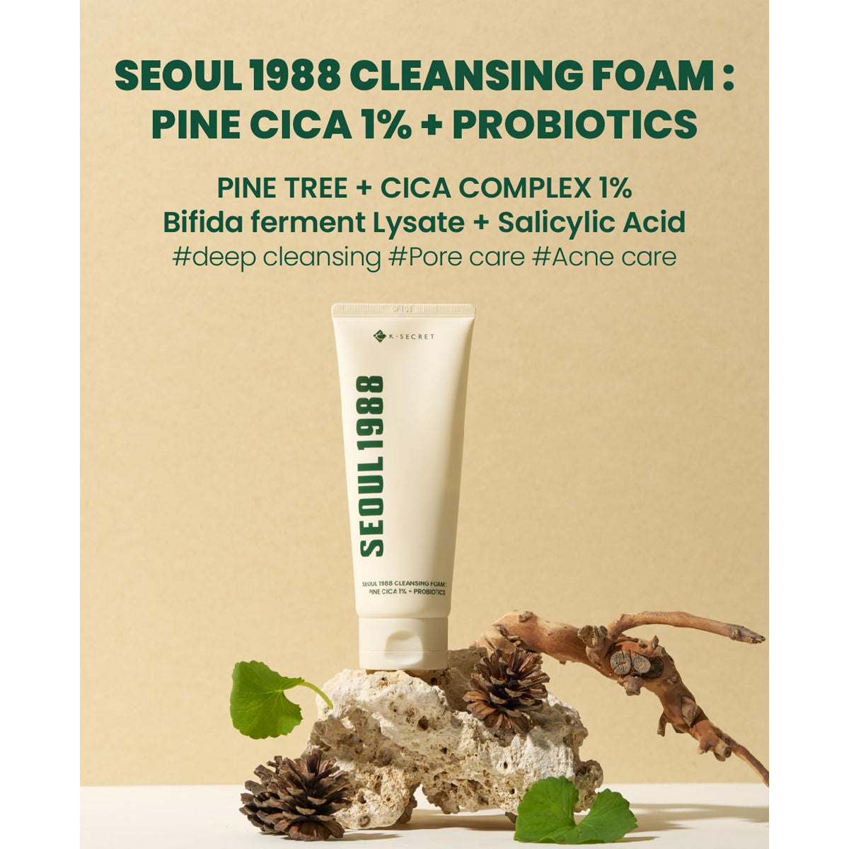 K-Secret Seoul 1988 Cleansing Foam Pine Cica 1% + Probiotics 150ml