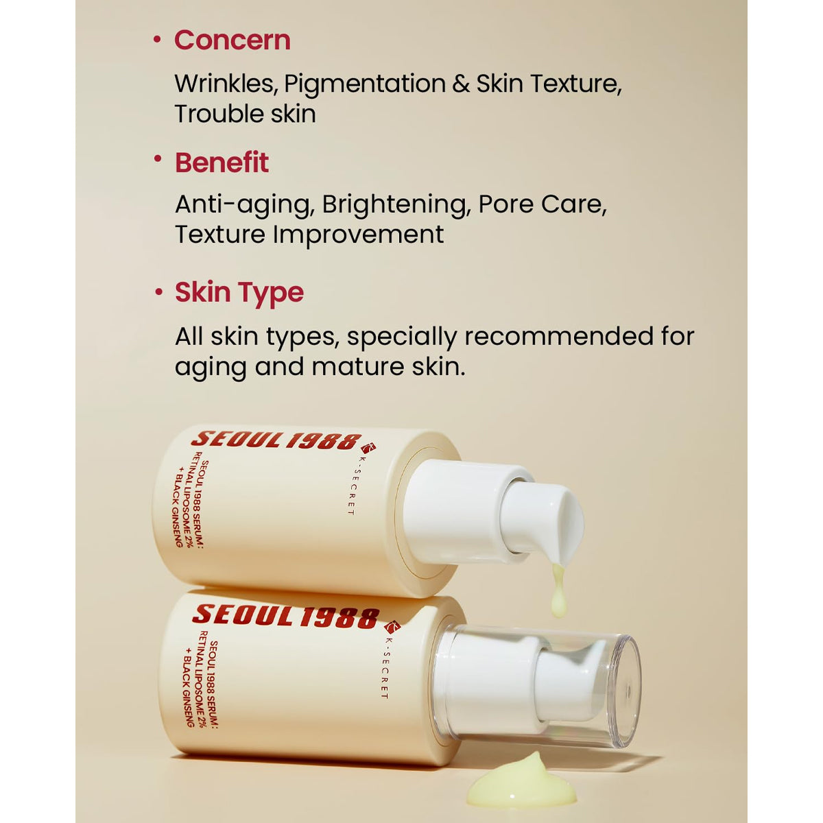K-Secret Seoul 1988 Serum Retinal Liposome 2% + Black Ginseng 30ml