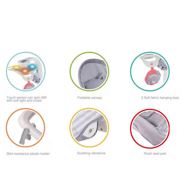 كرسي هزاز للأطفال حديثي الولادة وحتى الأطفال الصغار مع إضاءة وموسيقى من كونيج كيدز